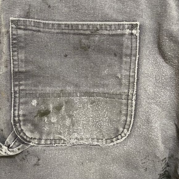 Carhartt B11 PTB Canvas Carpenter Pants Mens 36x30 Gray Distressed Stained Worn - Picture 3 of 9